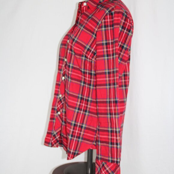 Talbots Red Tartan Plaid Top Women's Size S Button Down Shirt NEW Cotton - Picture 4 of 11